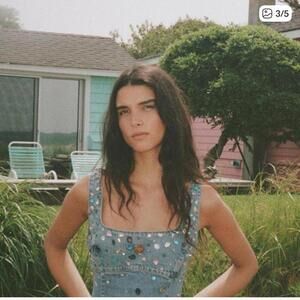 Zara TRF Denim Mini Dress with Beaded Gemstone Jewels